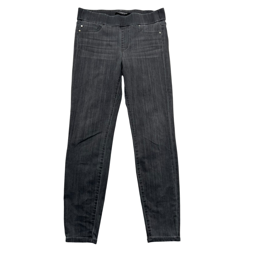 Liverpool The Skinny Jeans Women 8/29 Grey Pull On High Rise Denim Leggings